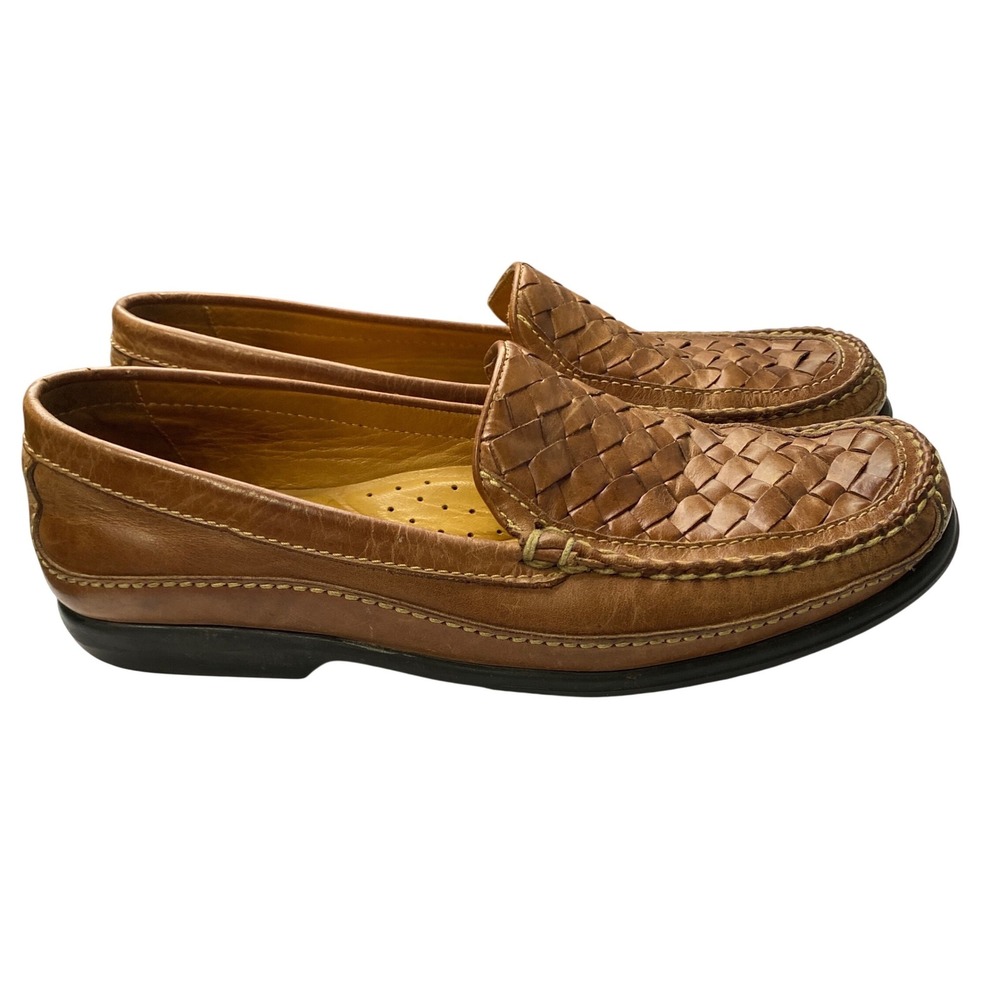 Johnston‎ & Murphy Mens Tan Woven Leather Loafers 20-8543 Size 11.5 M Brazil - Picture 4 of 11